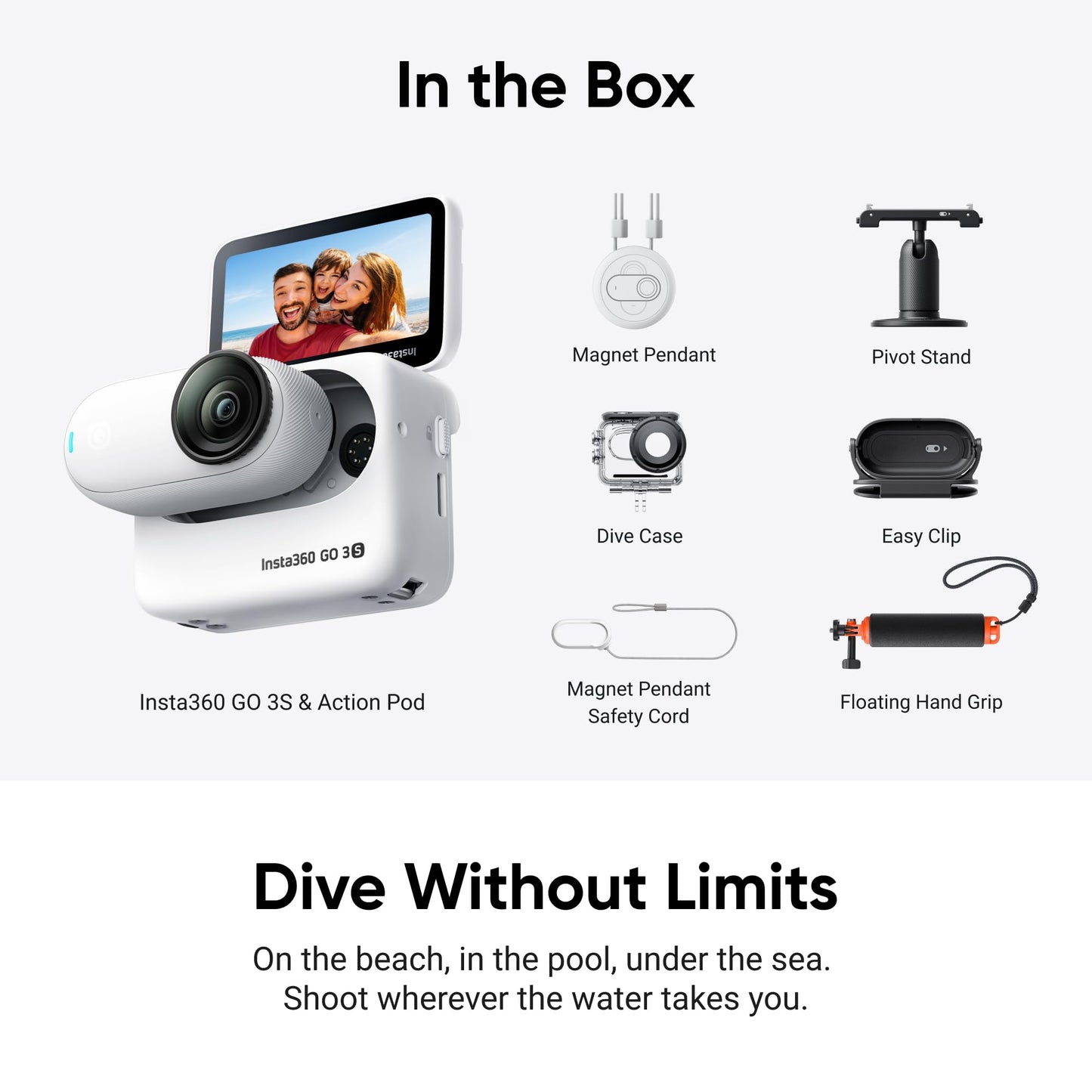 Insta360 GO 3S - 128 GB Black 4K Tiny Portable Vlogging Camera, Hands-Free POVs, Mount Anywhere, Stabilization, 140 Min Battery Life, 10m Waterproof, Pet POV