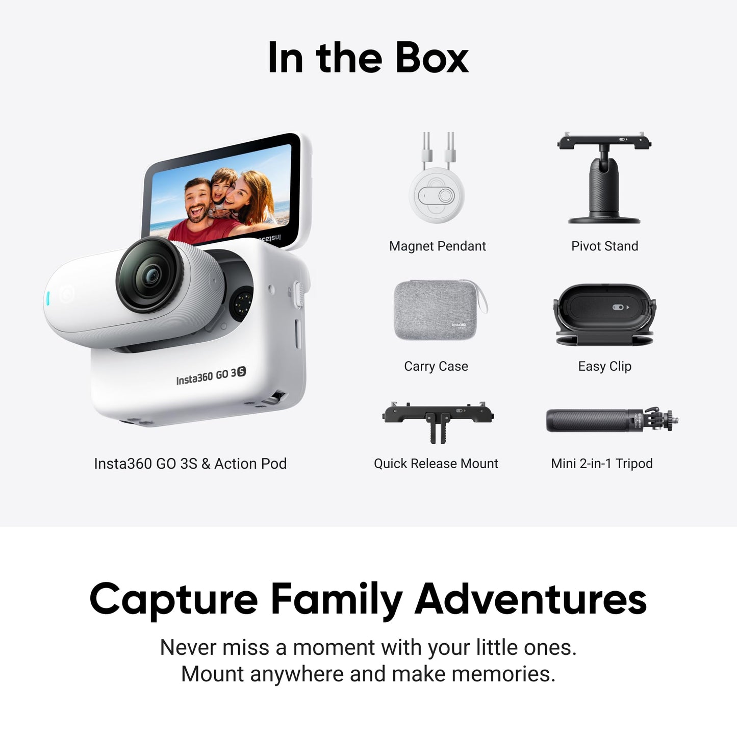 Insta360 GO 3S - 128 GB Black 4K Tiny Portable Vlogging Camera, Hands-Free POVs, Mount Anywhere, Stabilization, 140 Min Battery Life, 10m Waterproof, Pet POV