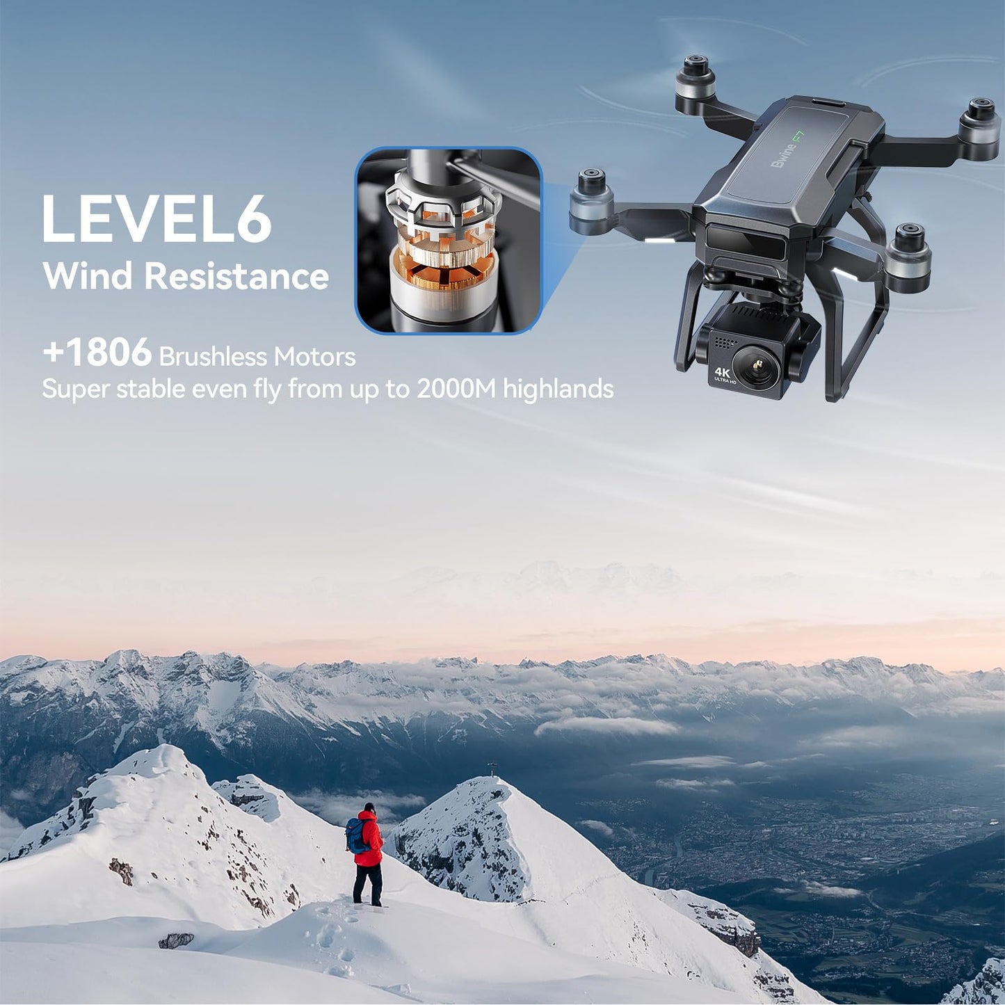 Bwine F7GIM Pro Drone with 6K UHD Camera, 3-Axis Brushless Gimbal, 4K/30fps Video, GPS Smart Control for Adults and Beginner, Plus 70Mins Flight Time, 10000Ft FPV Digital Transmission and TOF Safety Support