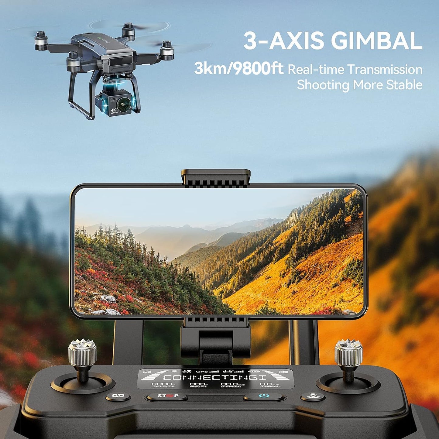 Bwine F7GIM Pro Drone with 6K UHD Camera, 3-Axis Brushless Gimbal, 4K/30fps Video, GPS Smart Control for Adults and Beginner, Plus 70Mins Flight Time, 10000Ft FPV Digital Transmission and TOF Safety Support